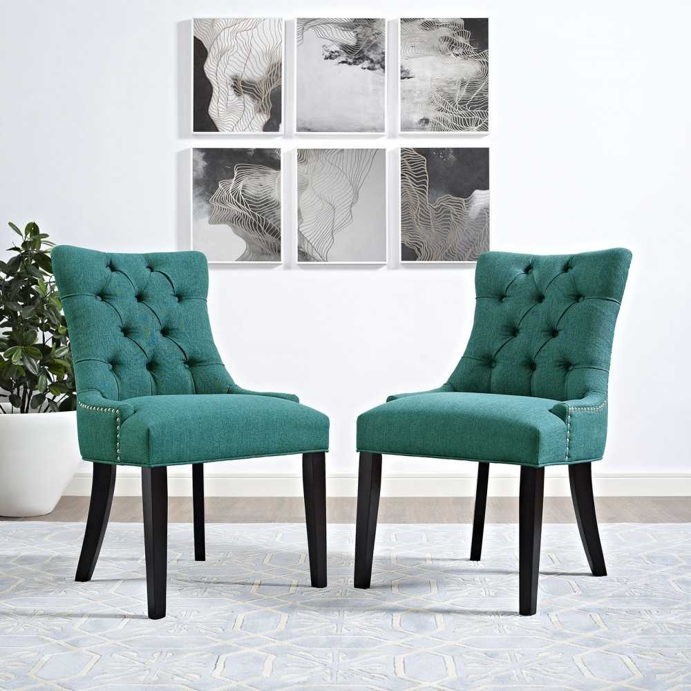 Regent Tufted Fabric Dining Side Chair, Teal