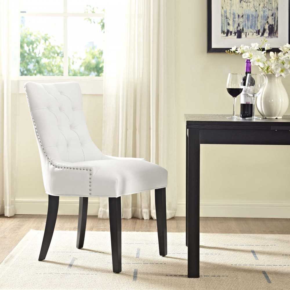 Regent Tufted Faux Leather Dining Chair, White