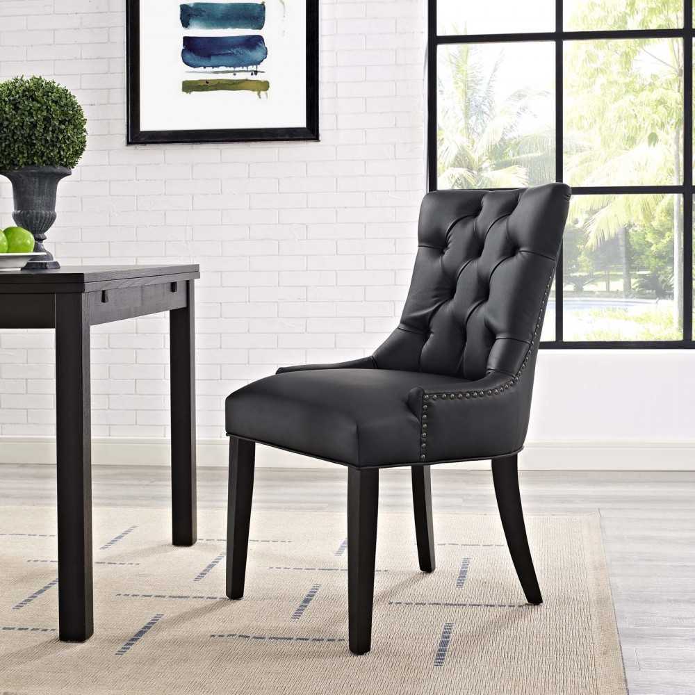 Regent Tufted Faux Leather Dining Chair, Black