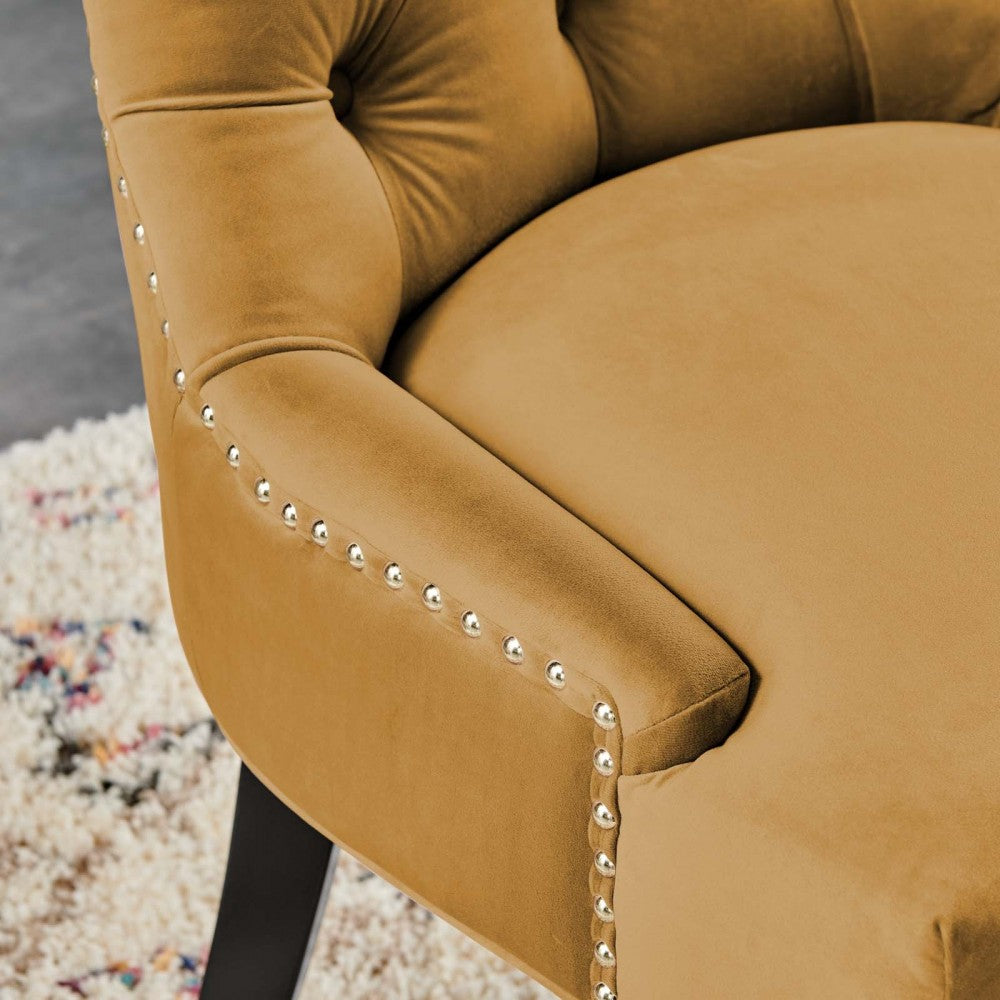 Regent Tufted Performance Velvet Dining Side Chairs - Set of 2, Cognac