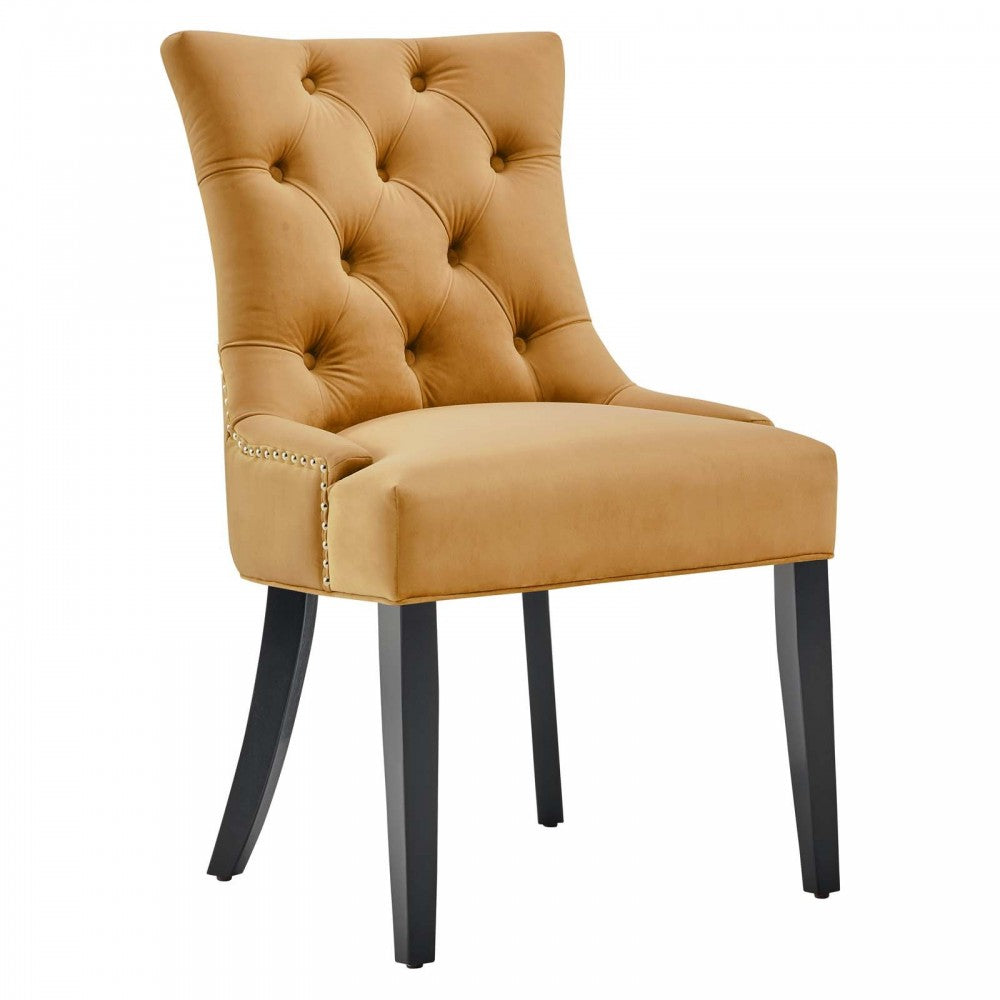 Regent Tufted Performance Velvet Dining Side Chairs - Set of 2, Cognac