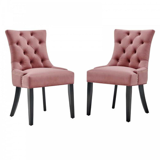 Regent Tufted Performance Velvet Dining Side Chairs - Set of 2, Dusty Rose
