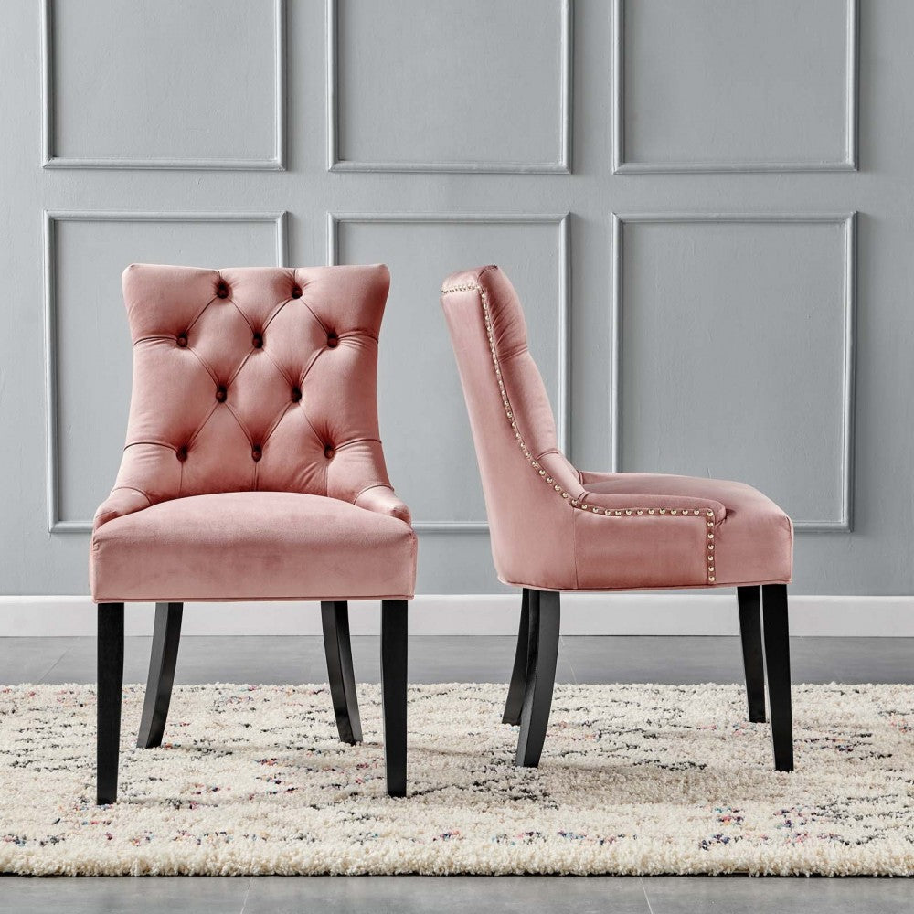 Regent Tufted Performance Velvet Dining Side Chairs - Set of 2, Dusty Rose