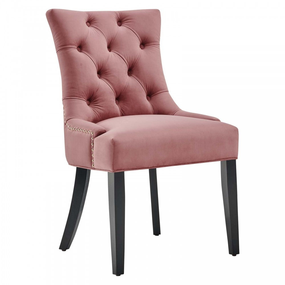 Regent Tufted Performance Velvet Dining Side Chairs - Set of 2, Dusty Rose