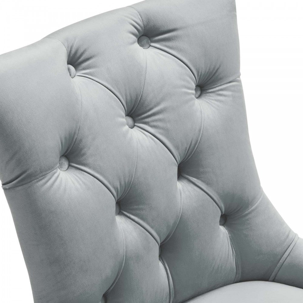 Regent Tufted Performance Velvet Dining Side Chairs - Set of 2, Light Gray