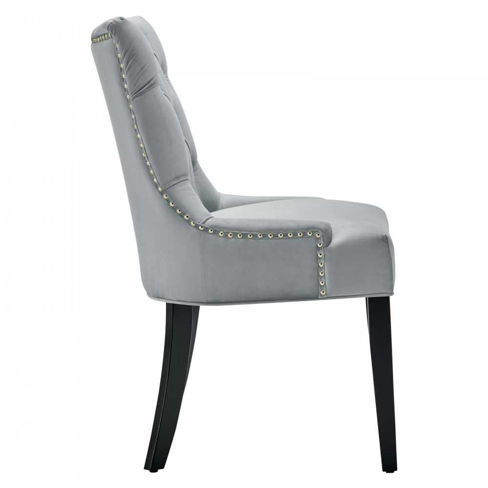Regent Tufted Performance Velvet Dining Side Chairs - Set of 2, Light Gray