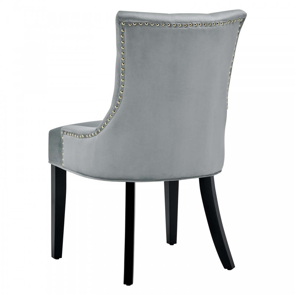 Regent Tufted Performance Velvet Dining Side Chairs - Set of 2, Light Gray