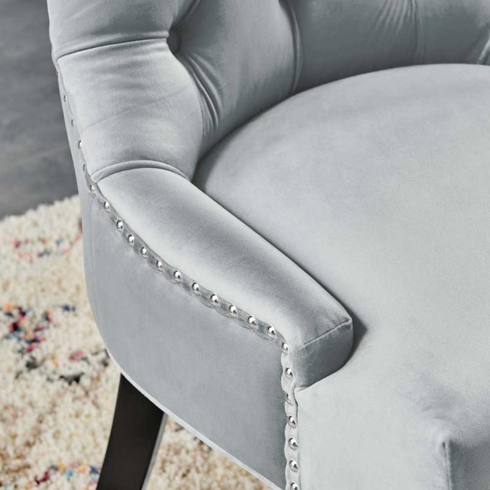 Regent Tufted Performance Velvet Dining Side Chairs - Set of 2, Light Gray