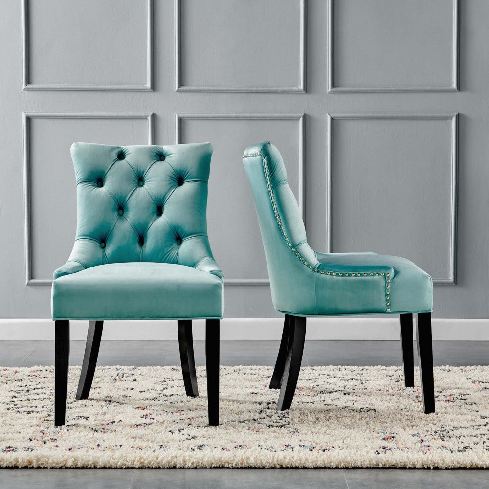 Regent Tufted Performance Velvet Dining Side Chairs - Set of 2, Mint