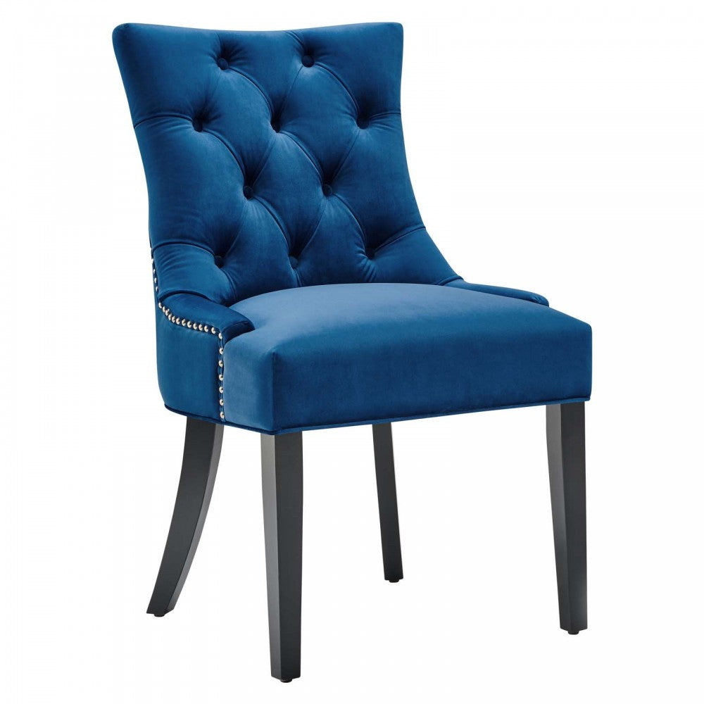 Regent Tufted Performance Velvet Dining Side Chairs - Set of 2, Navy