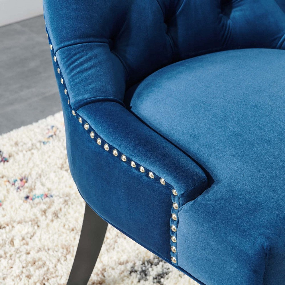 Regent Tufted Performance Velvet Dining Side Chairs - Set of 2, Navy