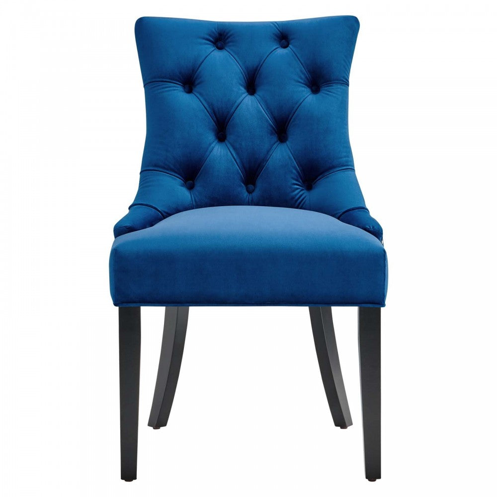 Regent Tufted Performance Velvet Dining Side Chairs - Set of 2, Navy