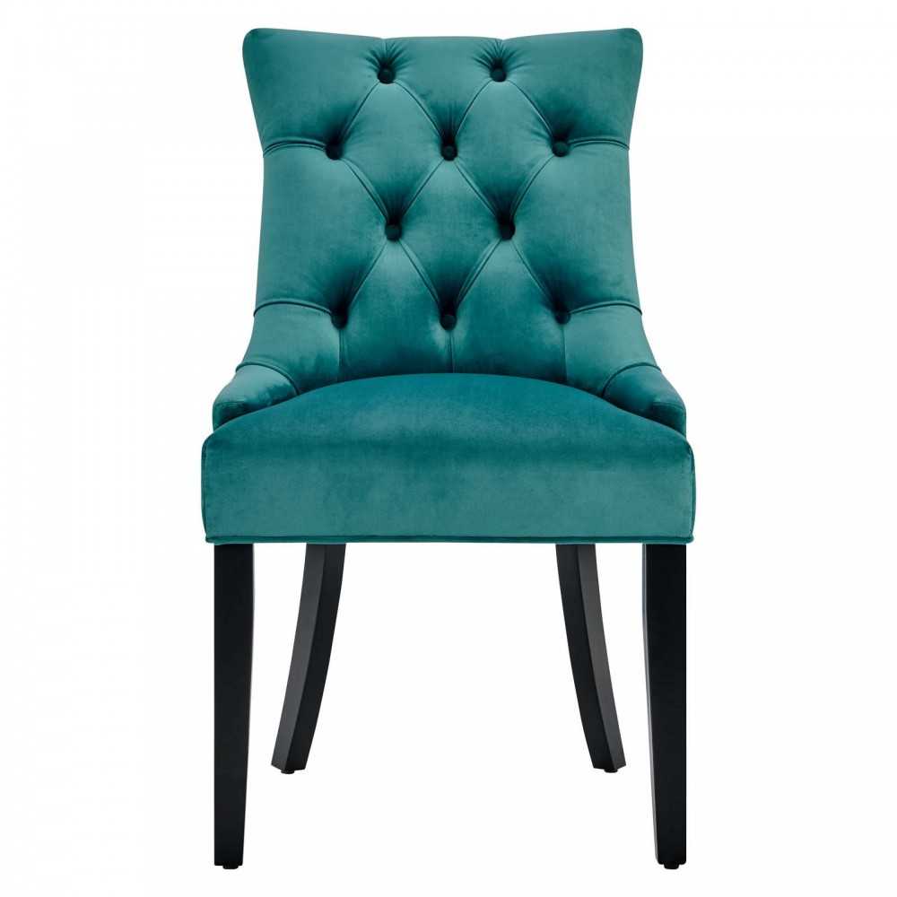 Regent Tufted Performance Velvet Dining Side Chairs - Set of 2, Teal