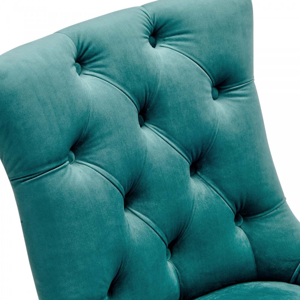 Regent Tufted Performance Velvet Dining Side Chairs - Set of 2, Teal