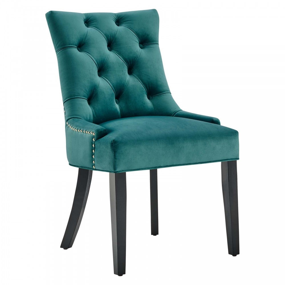 Regent Tufted Performance Velvet Dining Side Chairs - Set of 2, Teal