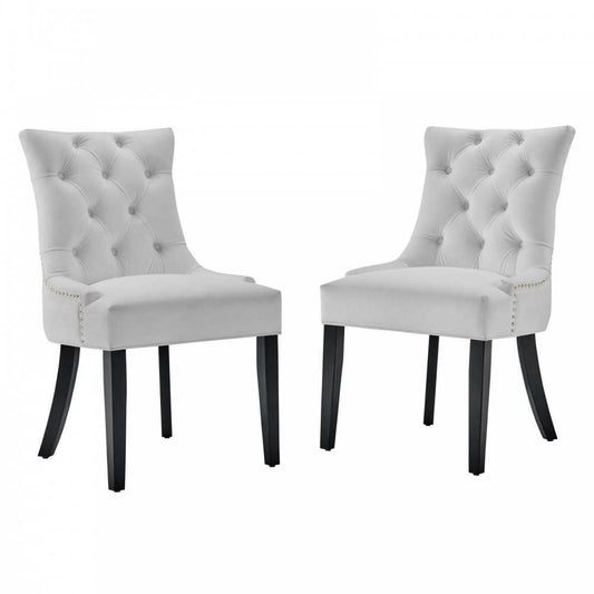Regent Tufted Performance Velvet Dining Side Chairs - Set of 2, White