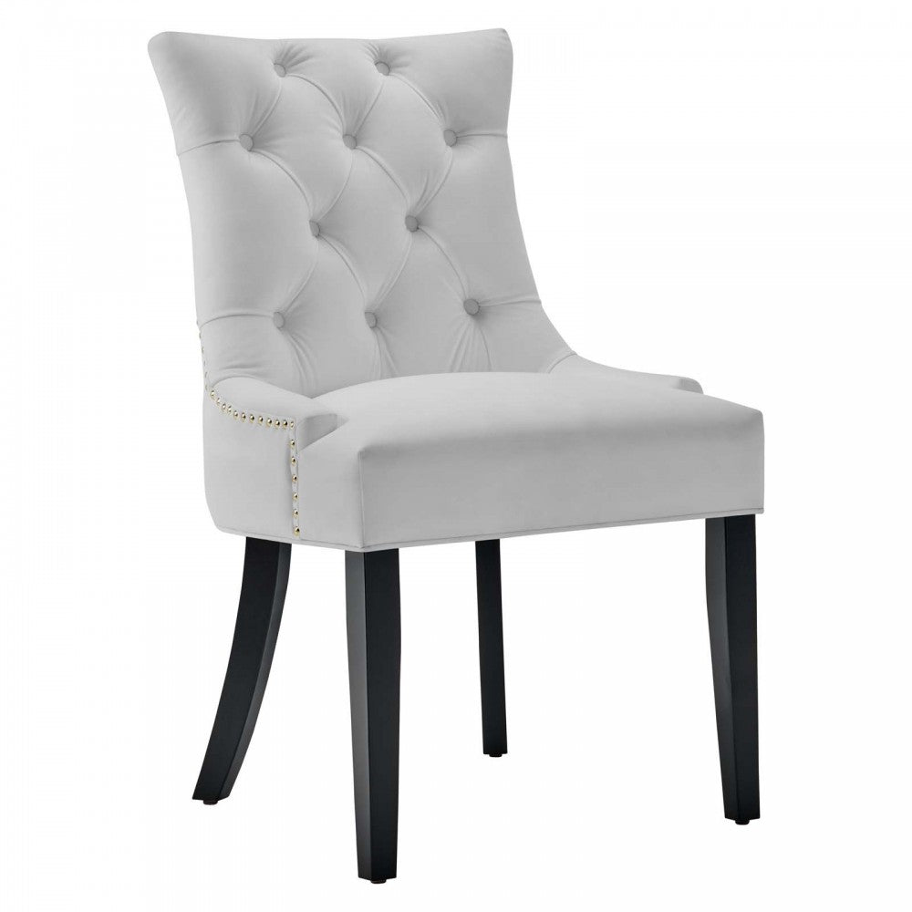 Regent Tufted Performance Velvet Dining Side Chairs - Set of 2, White