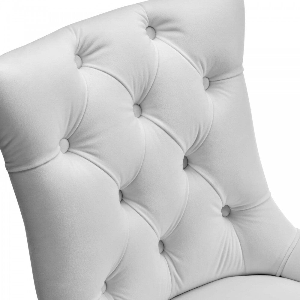 Regent Tufted Performance Velvet Dining Side Chairs - Set of 2, White