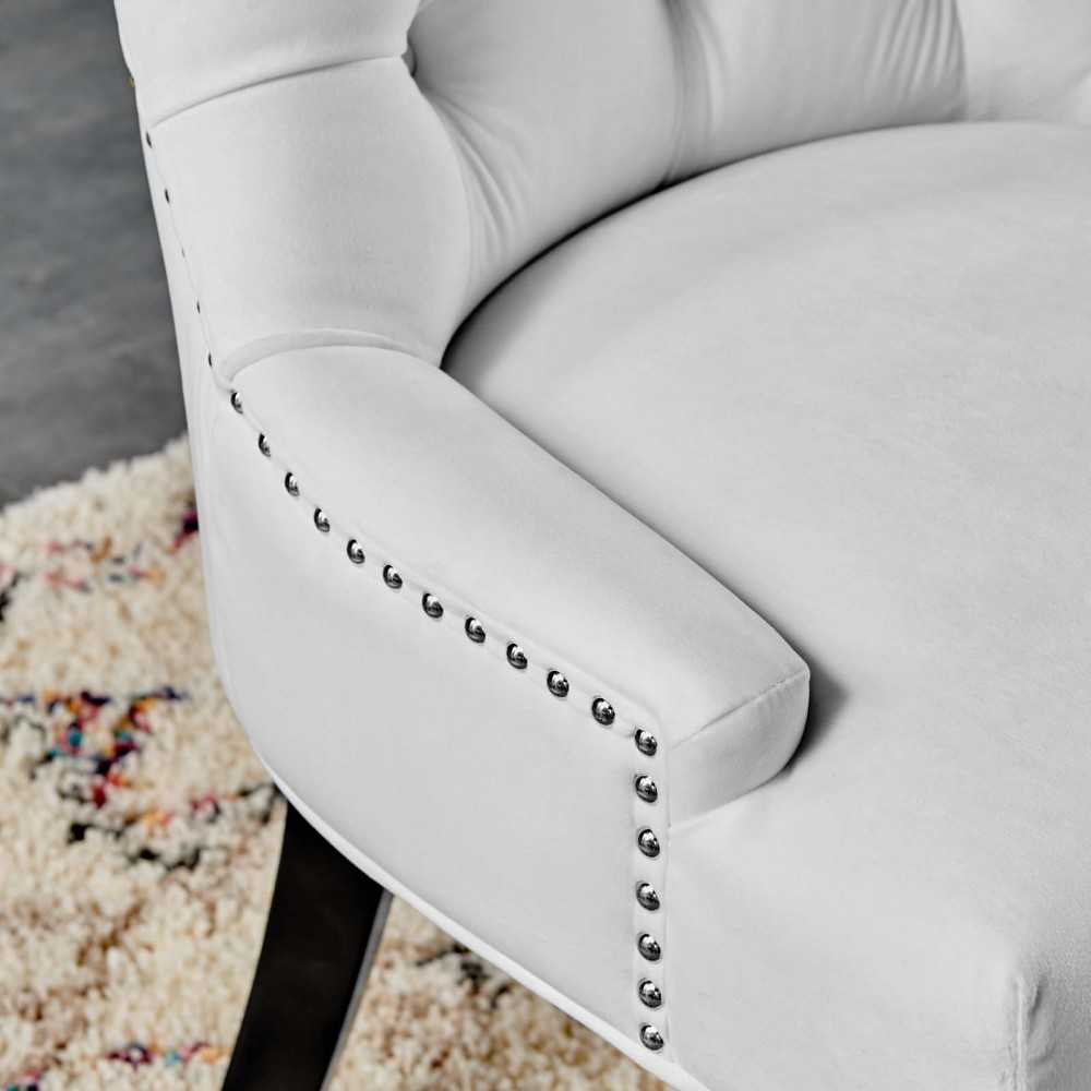 Regent Tufted Performance Velvet Dining Side Chairs - Set of 2, White