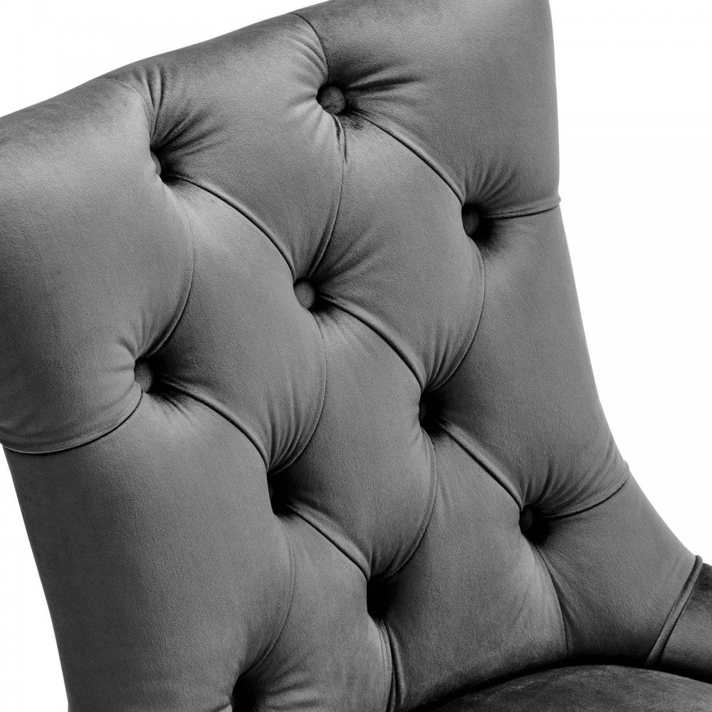 Regent Tufted Performance Velvet Dining Side Chairs - Set of 2, Charcoal