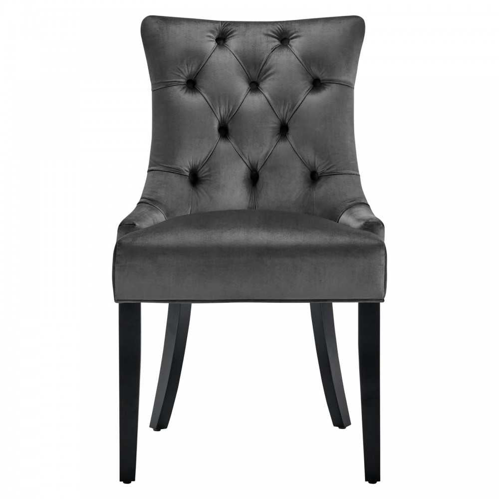Regent Tufted Performance Velvet Dining Side Chairs - Set of 2, Charcoal