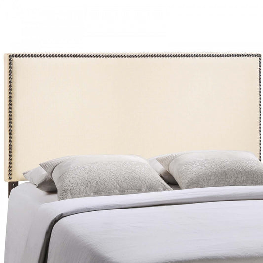 Region Nailhead Full Upholstered Headboard, Ivory