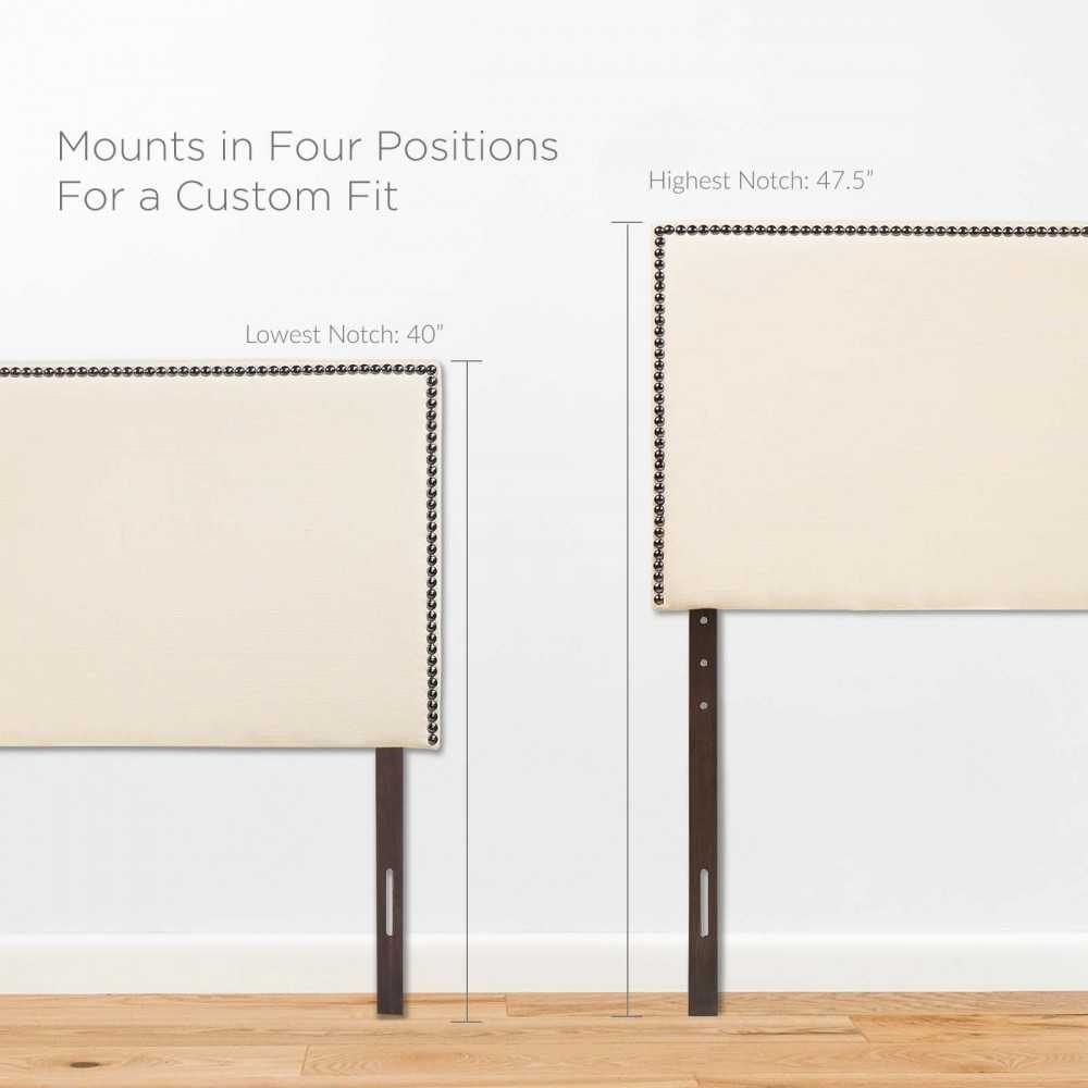 Region Nailhead Full Upholstered Headboard, Ivory