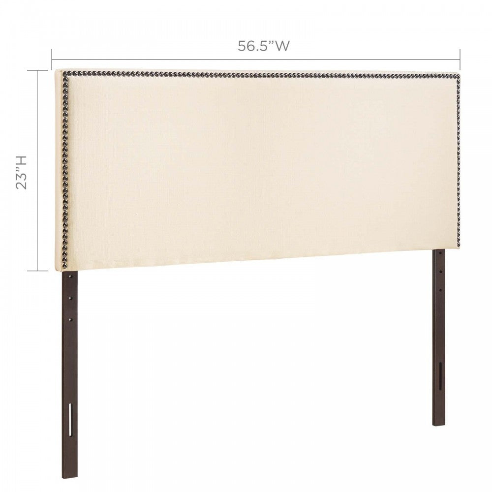 Region Nailhead Full Upholstered Headboard, Ivory