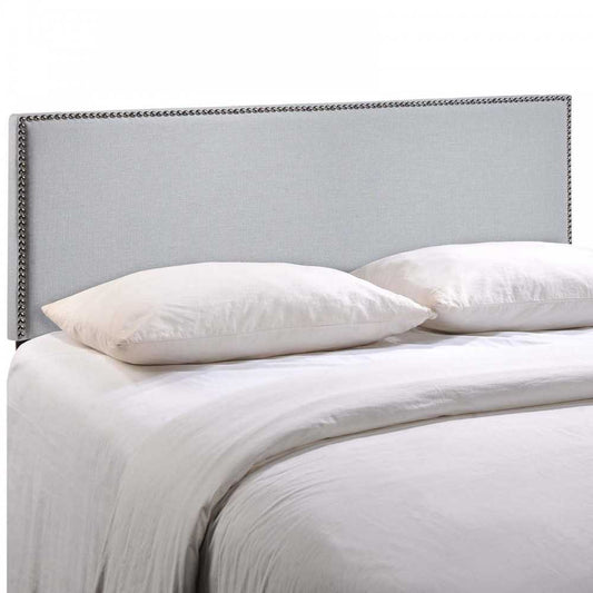 Region Nailhead Full Upholstered Headboard, Sky Gray