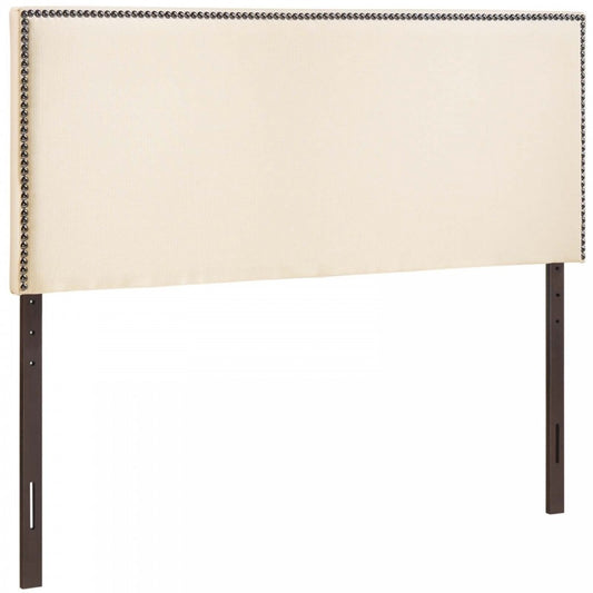 Region Nailhead King Upholstered Headboard, Ivory