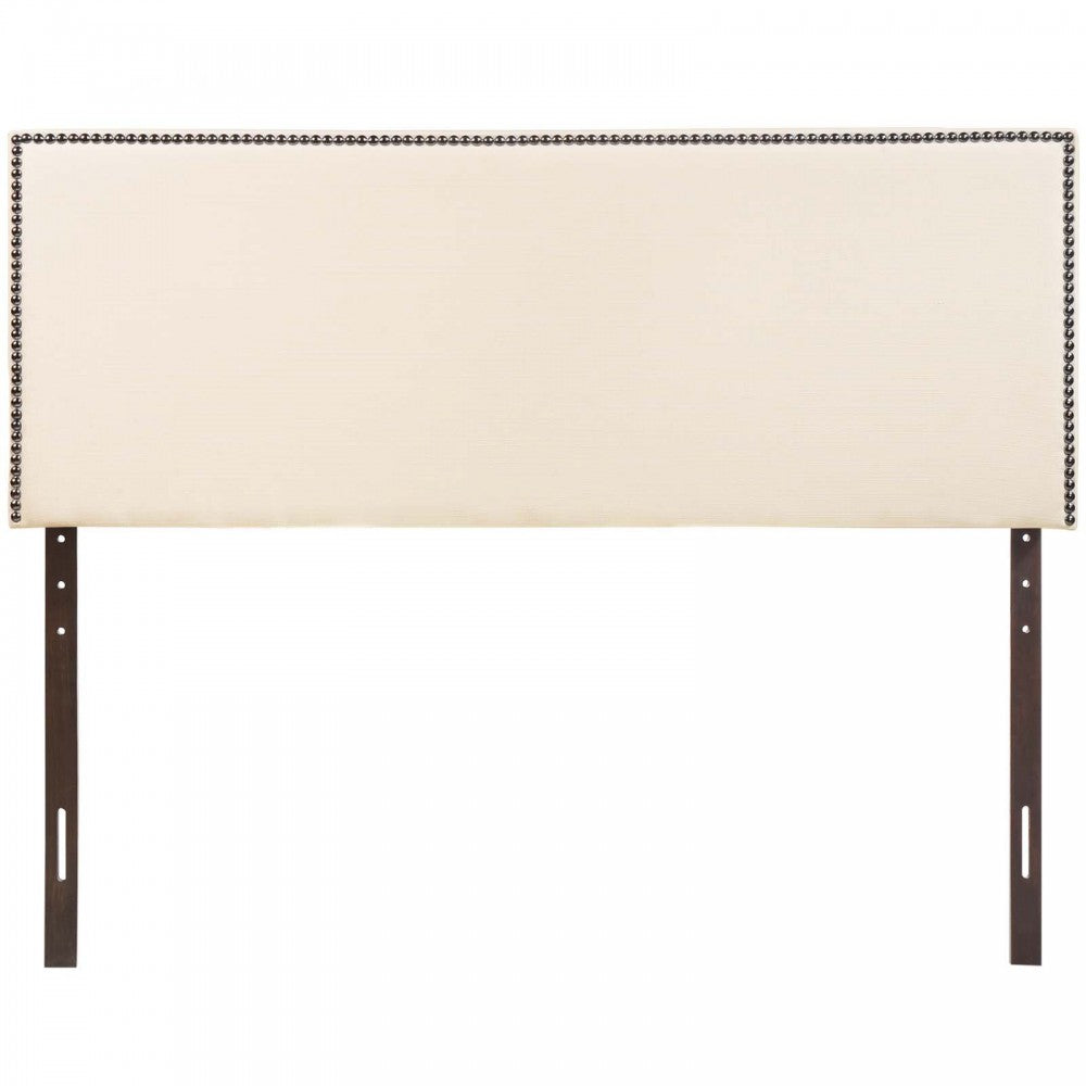 Region Nailhead King Upholstered Headboard, Ivory