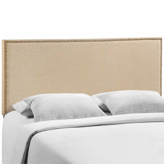 Region Nailhead Queen Upholstered Headboard, Cafe