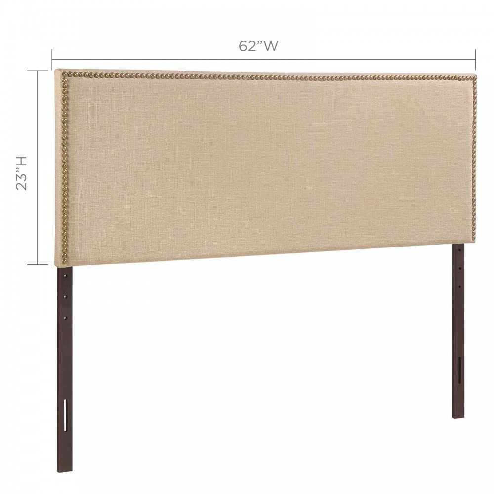 Region Nailhead Queen Upholstered Headboard, Cafe