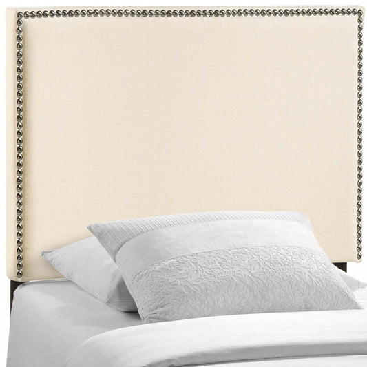 Region Nailhead Twin Upholstered Headboard, Ivory