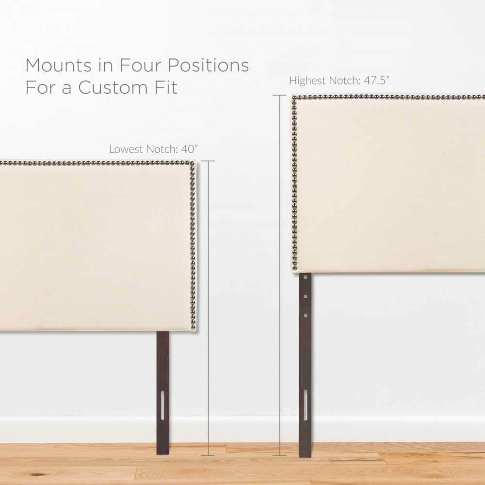 Region Nailhead Twin Upholstered Headboard, Ivory