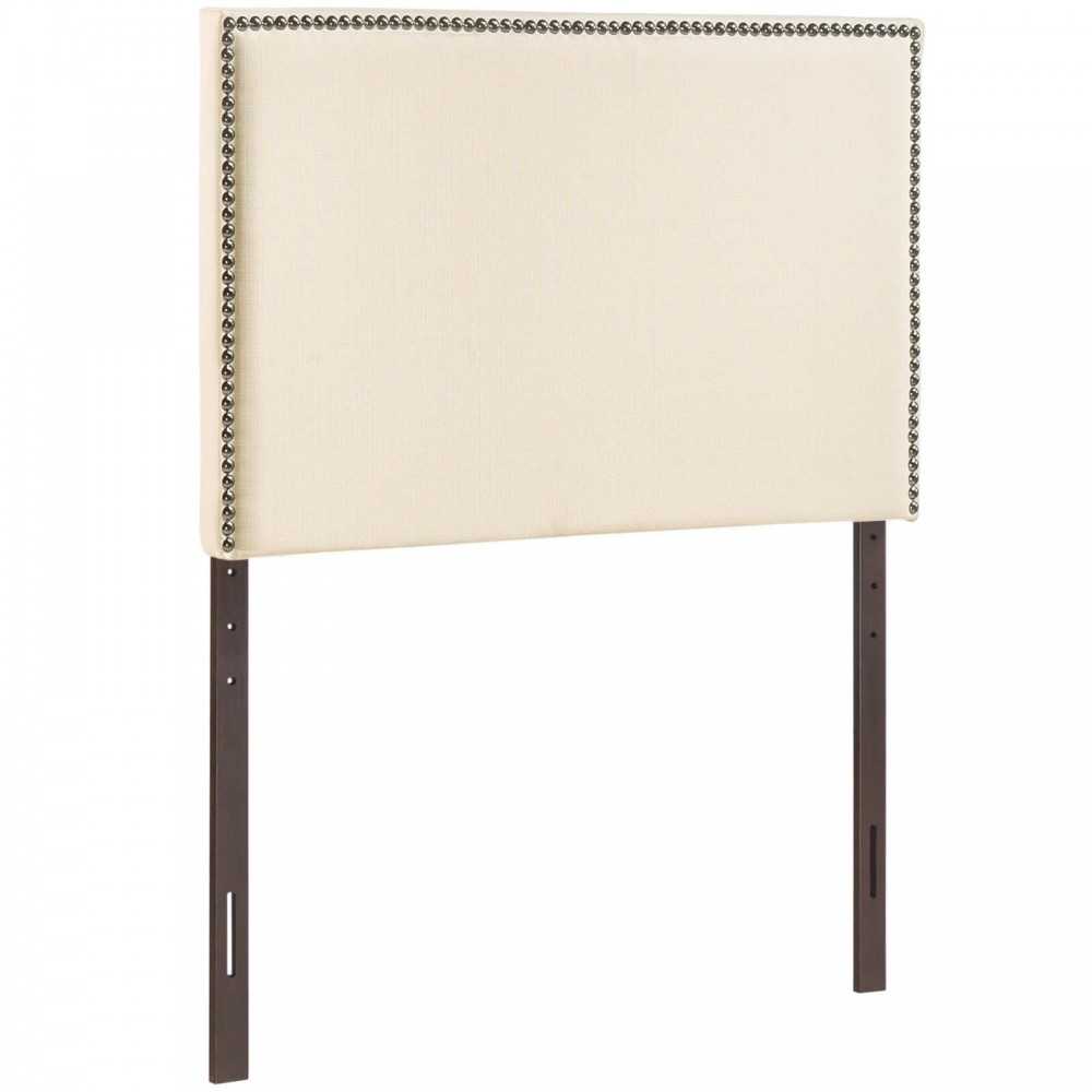 Region Nailhead Twin Upholstered Headboard, Ivory