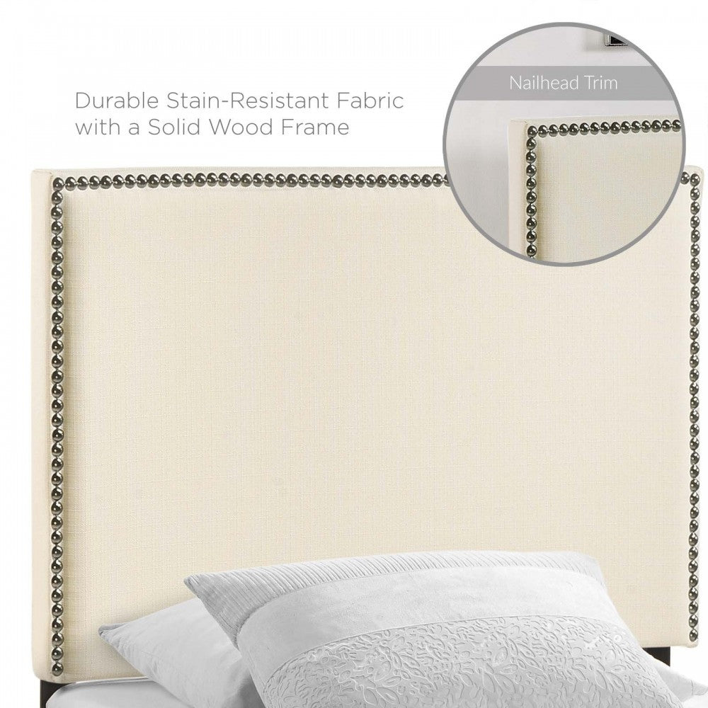 Region Nailhead Twin Upholstered Headboard, Ivory