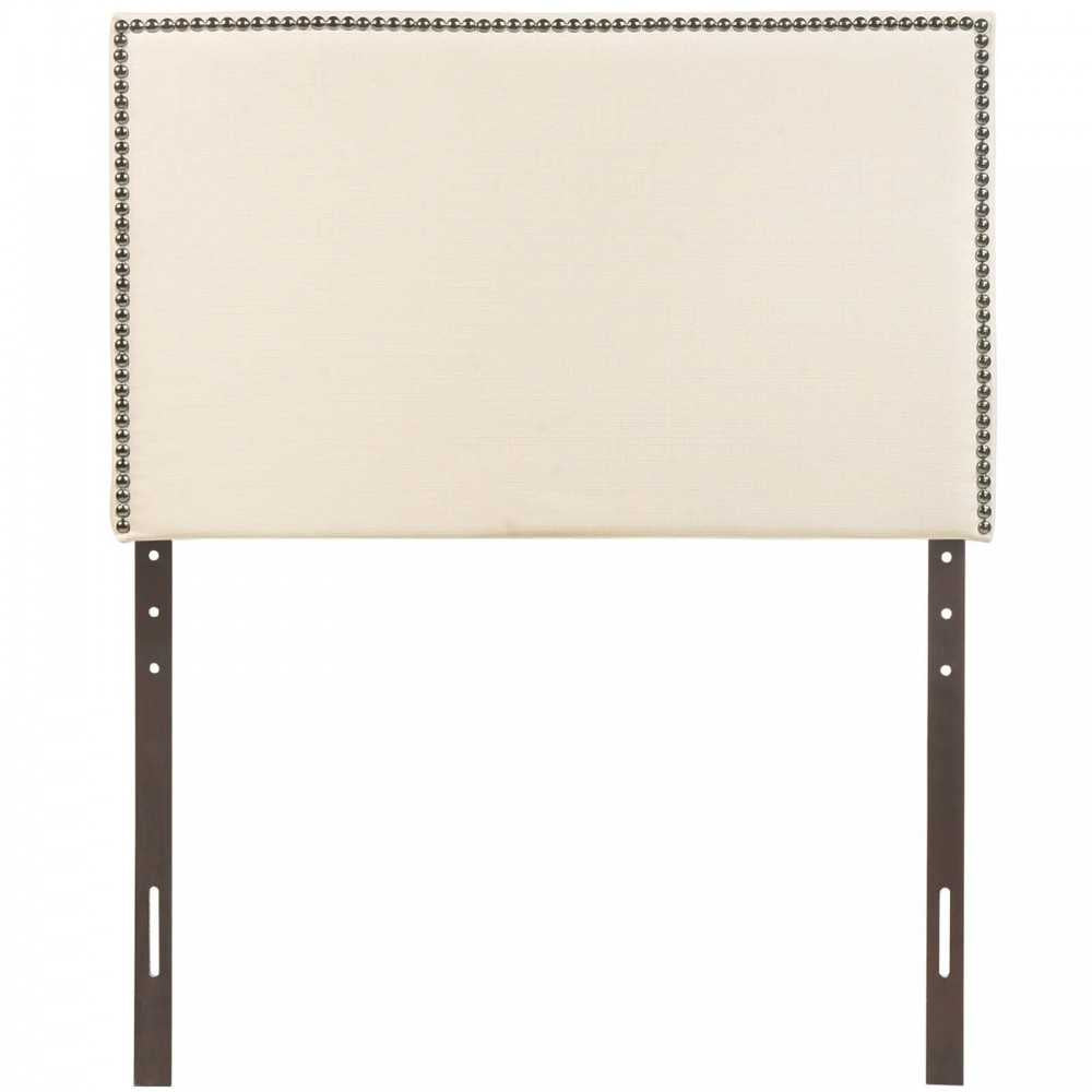 Region Nailhead Twin Upholstered Headboard, Ivory