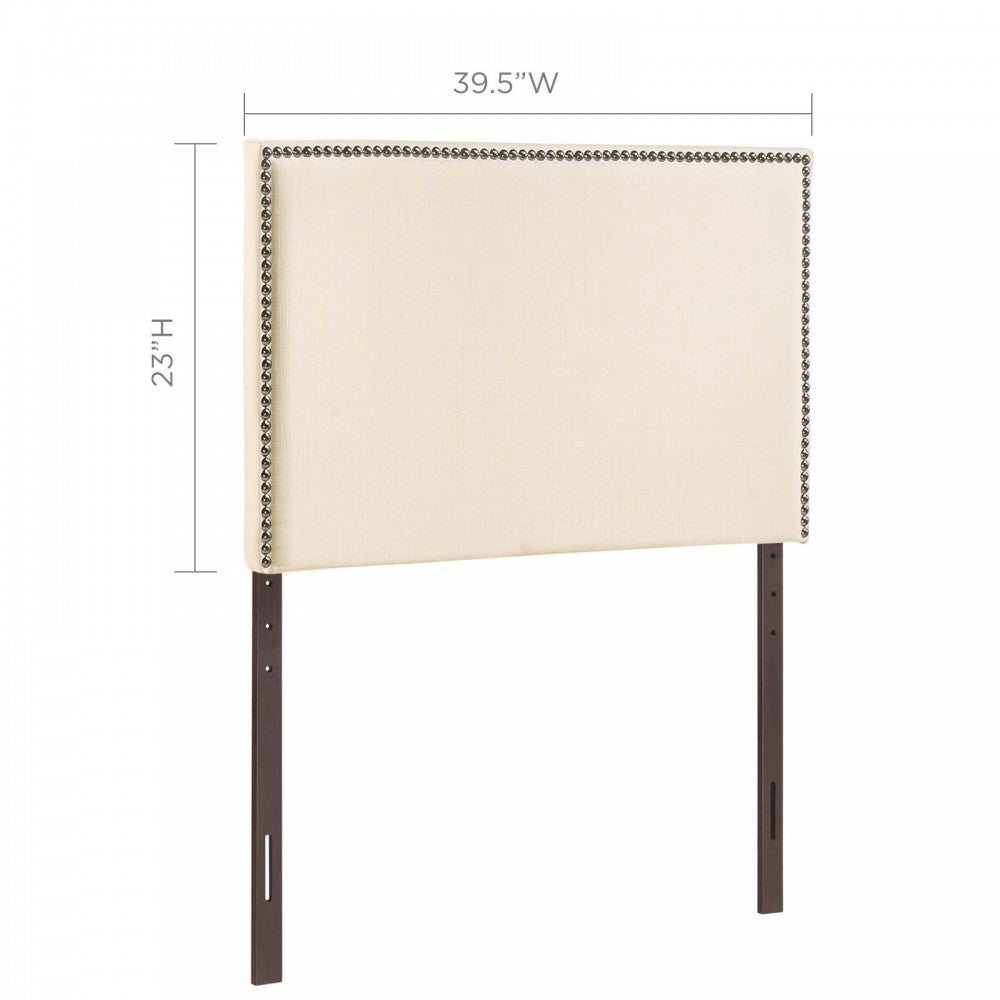 Region Nailhead Twin Upholstered Headboard, Ivory
