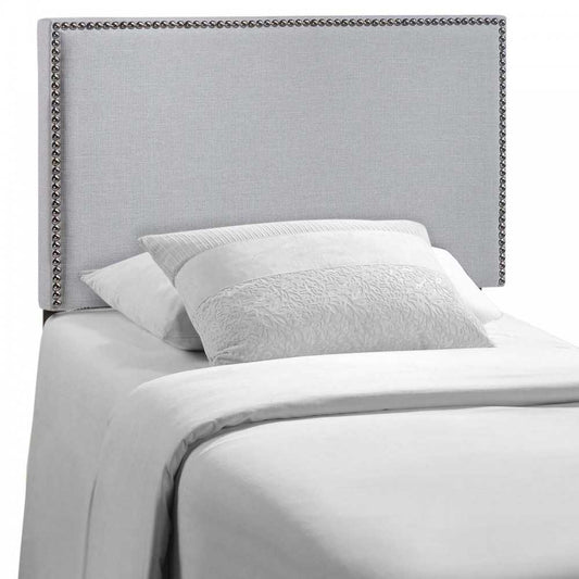 Region Nailhead Twin Upholstered Headboard, Sky Gray