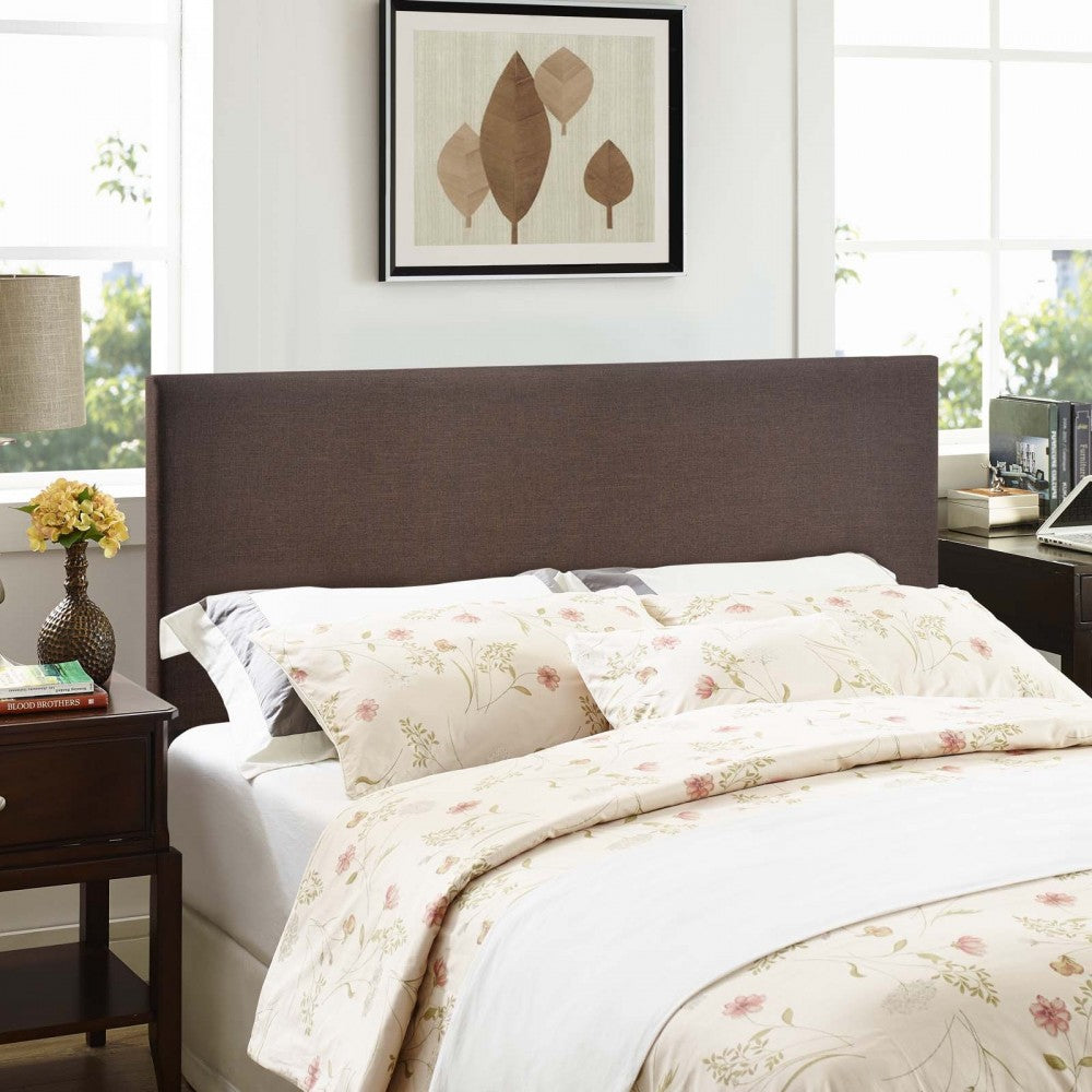Region Queen Upholstered Headboard, Dark Brown