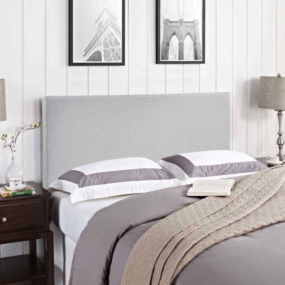 Region Queen Upholstered Headboard, Sky Gray