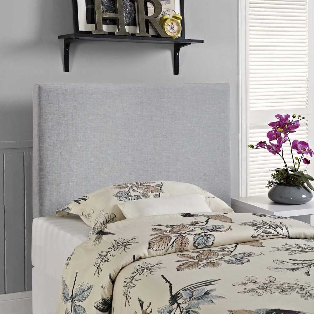 Region Twin Upholstered Fabric Headboard, Sky Gray