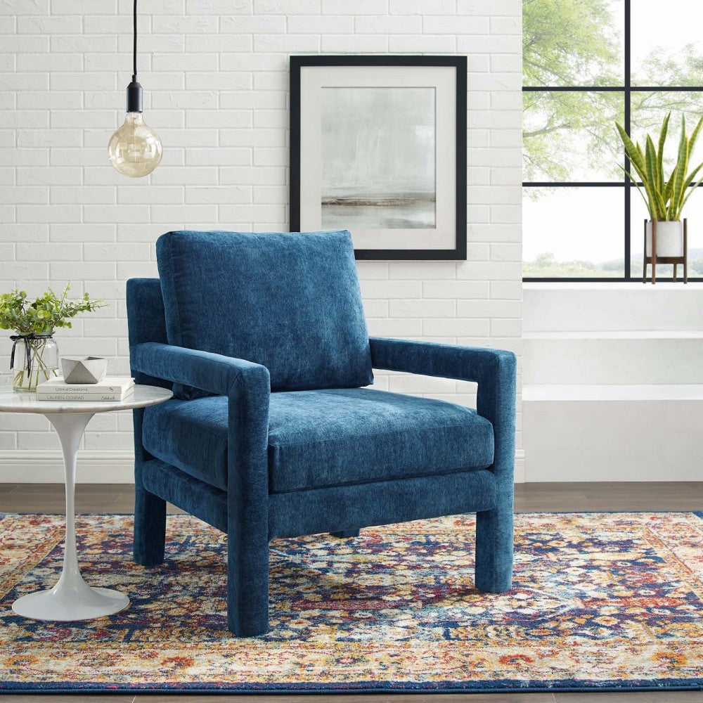 Rehearse Crushed Performance Velvet Armchair, Navy