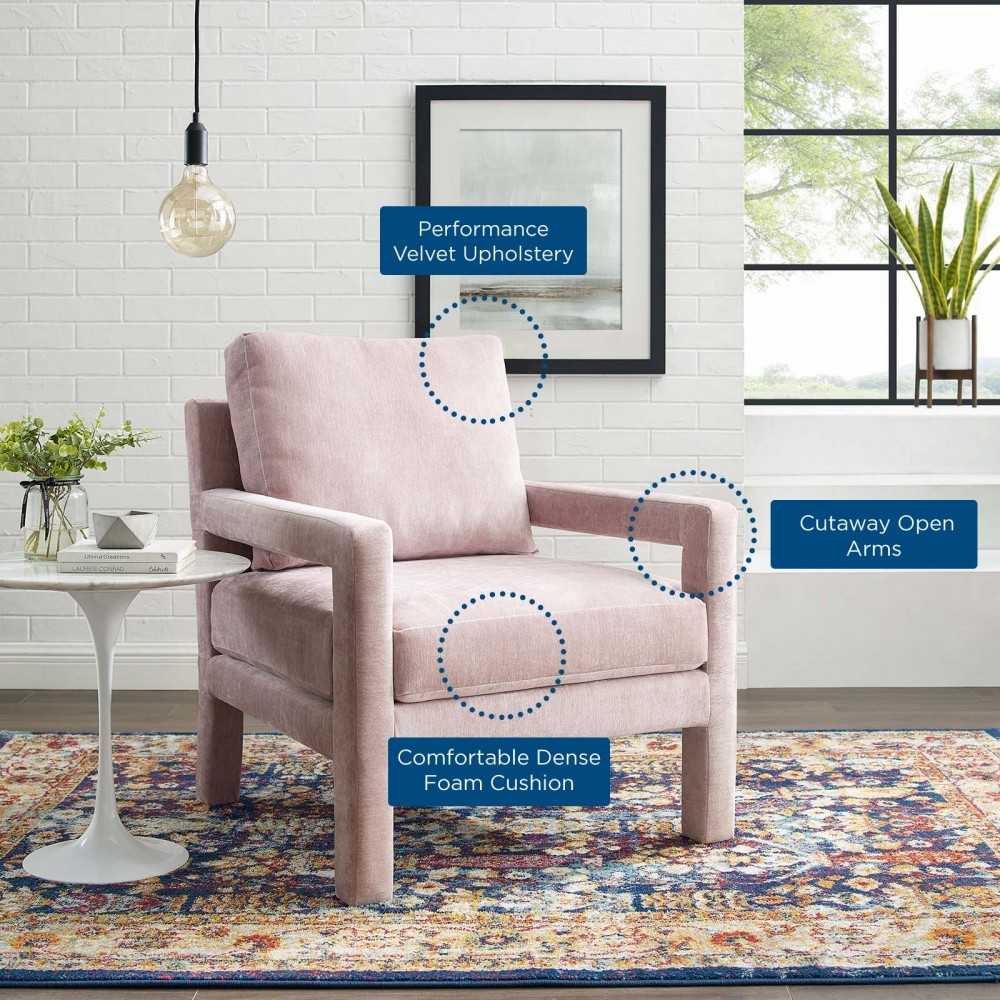 Rehearse Crushed Performance Velvet Armchair, Pink
