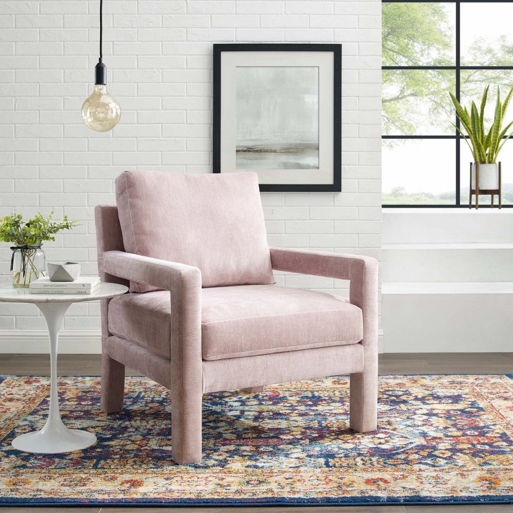 Rehearse Crushed Performance Velvet Armchair, Pink
