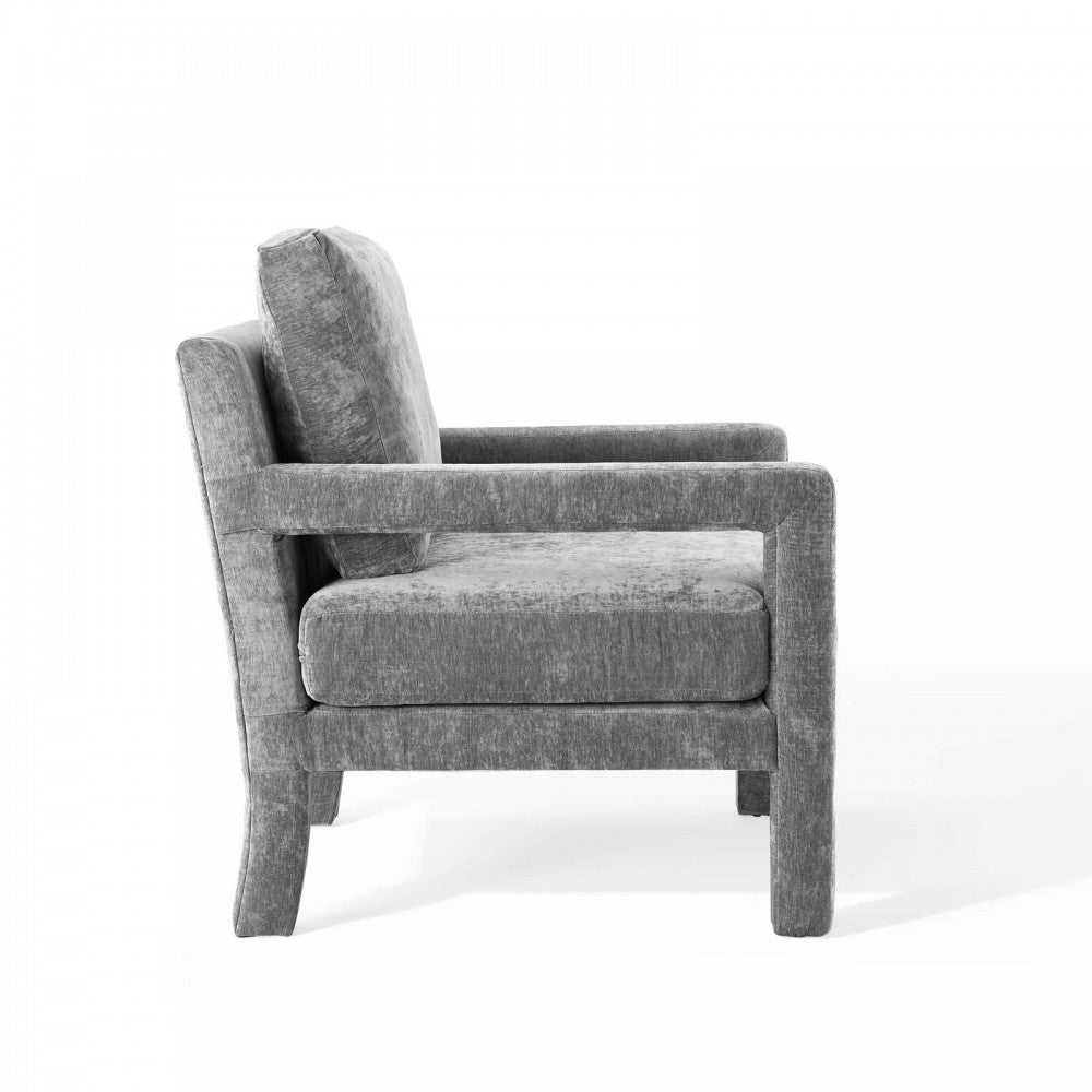 Rehearse Crushed Performance Velvet Armchair, Gray