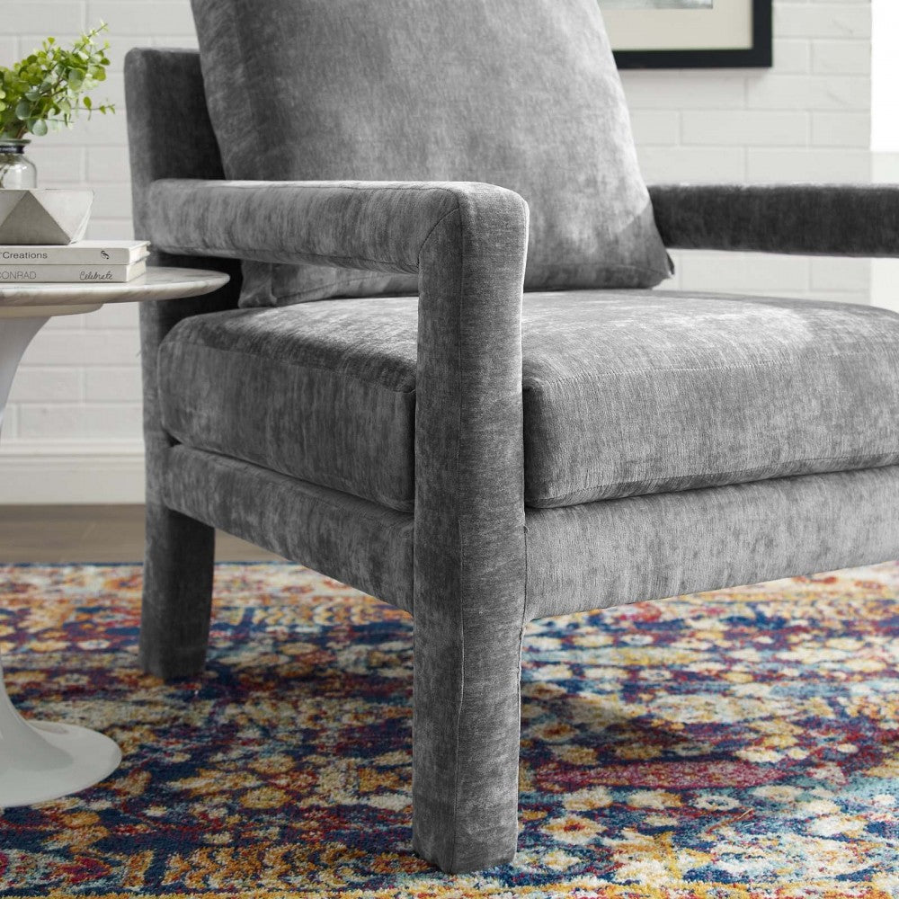 Rehearse Crushed Performance Velvet Armchair, Gray