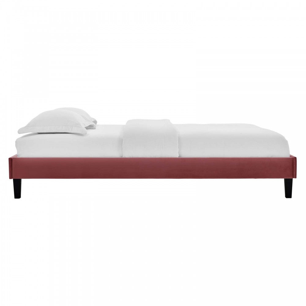 Reign Full Performance Velvet Platform Bed Frame, Dusty Rose