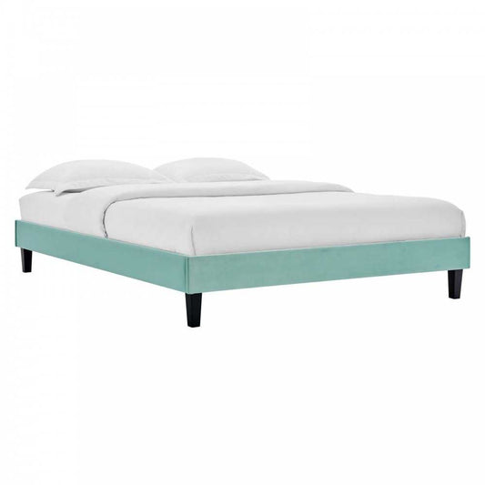 Reign Full Performance Velvet Platform Bed Frame, Mint